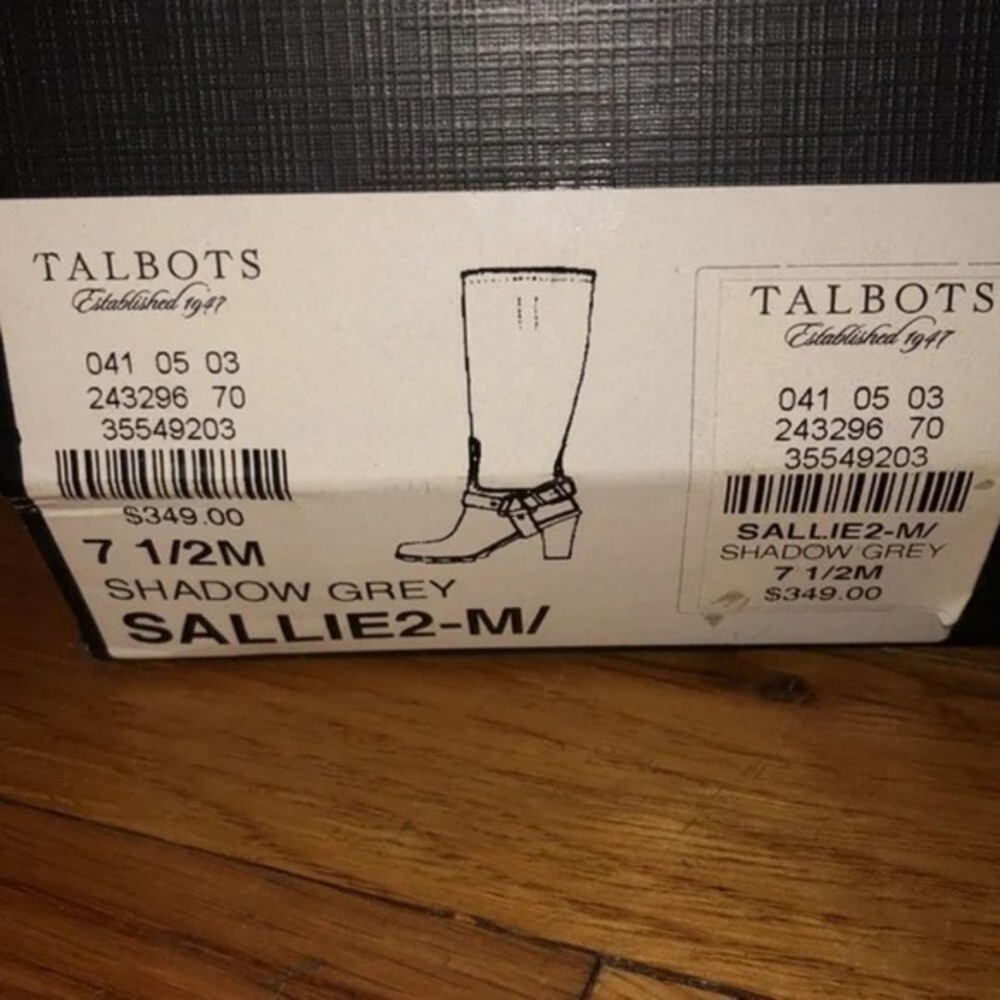 Talbots Sallie2-M Shadow‎ Grey Suede Tall Harness Boots Block Heel WoMens 7.5M - Picture 5 of 5
